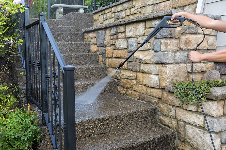 Pressure washing exterior surfaces